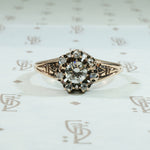 antique gold rose cut diamond halo late 1800's