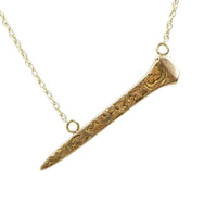 Vintage Gold Railroad Nail Necklace