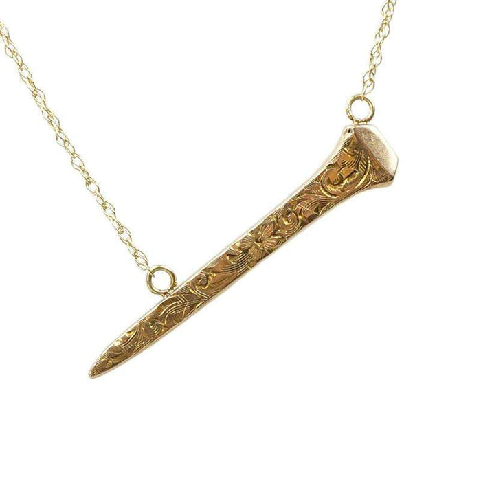 Vintage Gold Railroad Nail Necklace