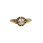 Antique Cushion Cut Mine Diamond Solitaire Engagement Ring