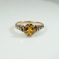 19thc Rosy Gold and Black Enamel Citrine Ring