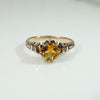 19thc Rosy Gold and Black Enamel Citrine Ring