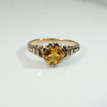 19thc Rosy Gold and Black Enamel Citrine Ring