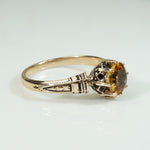 19thc Rosy Gold and Black Enamel Citrine Ring