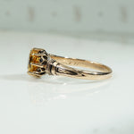 19thc Rosy Gold and Black Enamel Citrine Ring