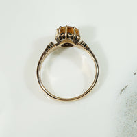 19thc Rosy Gold and Black Enamel Citrine Ring