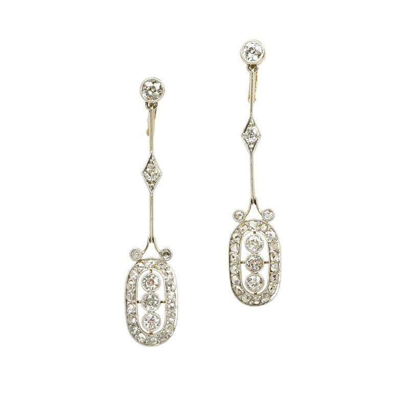 Elegant Edwardian Diamond Earrings