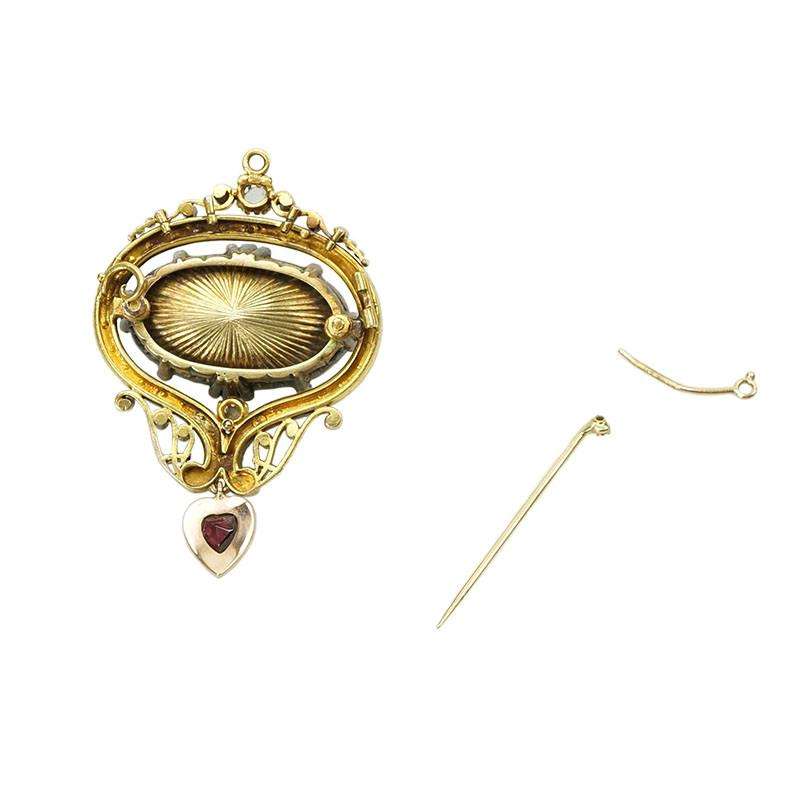 Garnet Carbuncle Jewel Convertable Brooch/Pendant