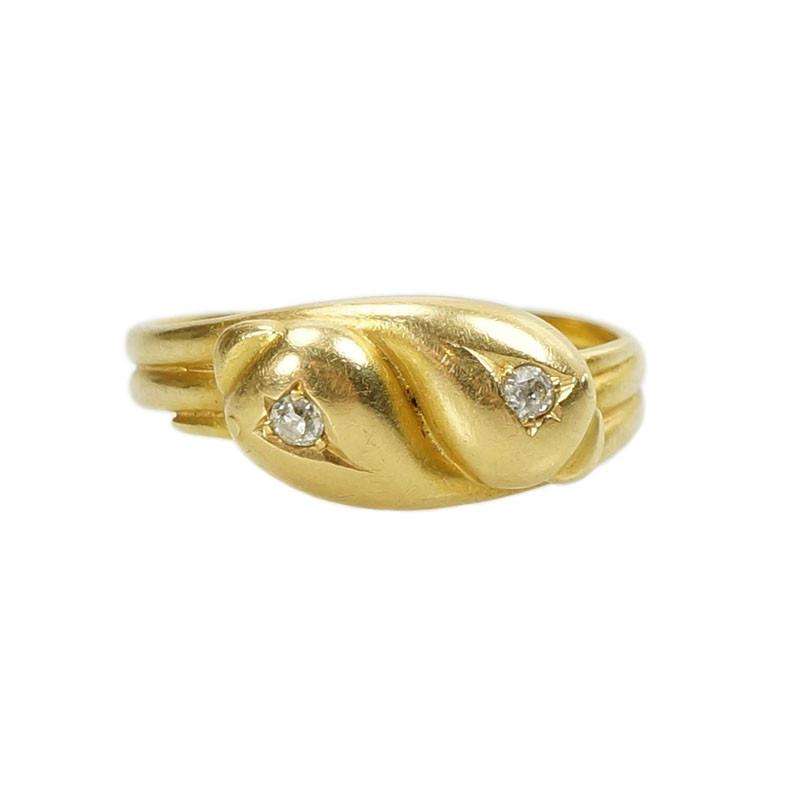 Diamond set Double Snake Ring in 18k