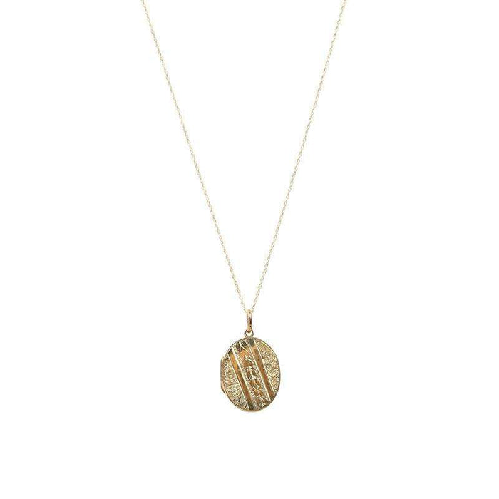 Antique Rose and Yellow Gold Locket with Hand Engraving