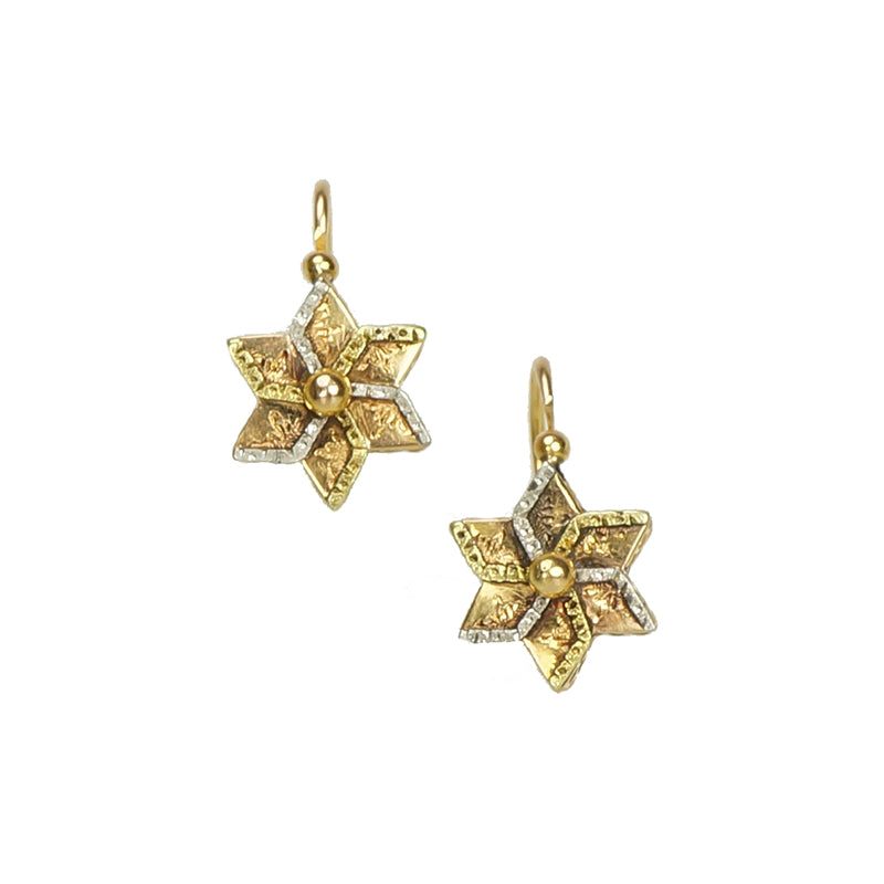 antique pinwheel shaped victorian earrings gold back loaders