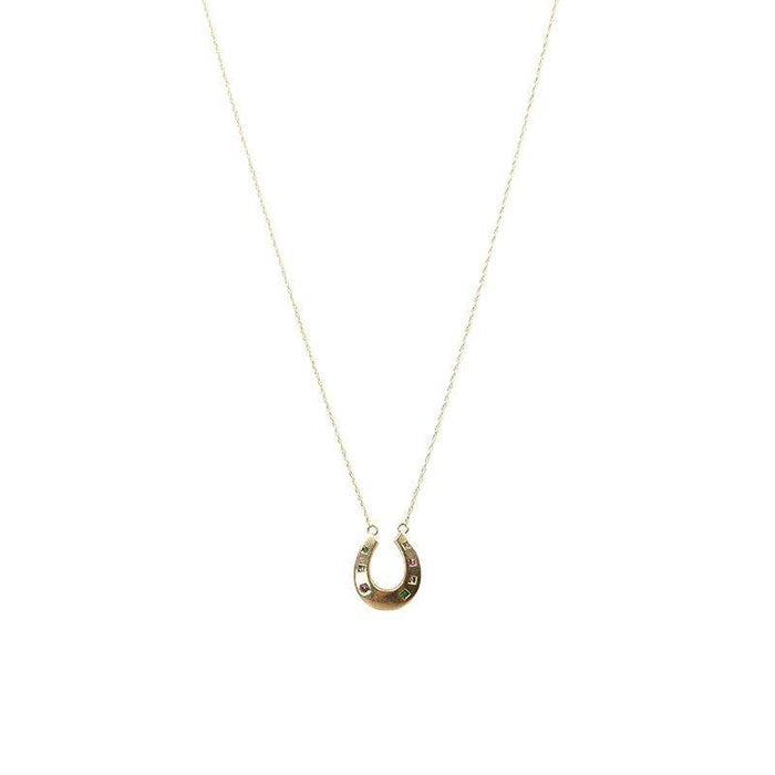 Antique Gem Set Gold Horseshoe Pendant