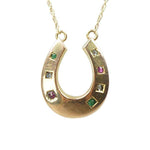 Antique Gem Set Gold Horseshoe Pendant