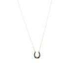 Vintage Golden Horseshoe Necklace set with Blue Sapphires