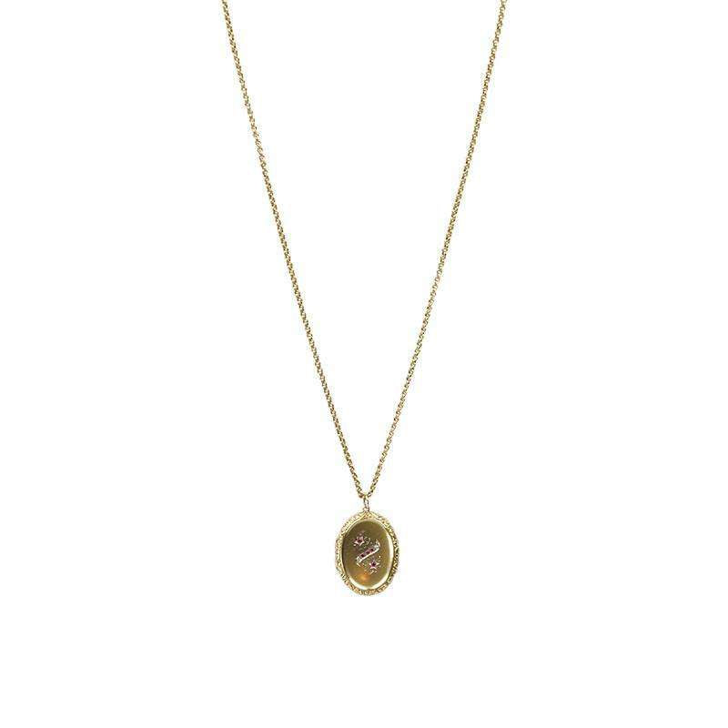 Graceful Gem Set Vintage Gold Locket on a Long Chain