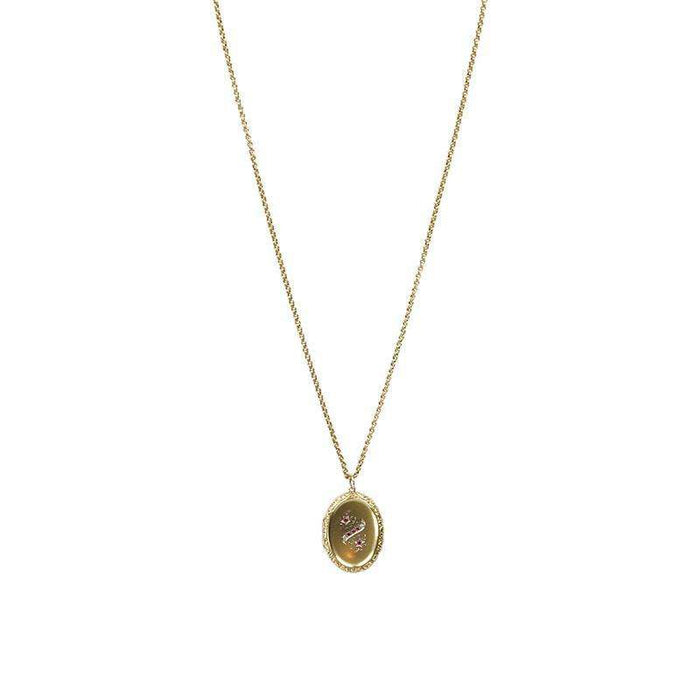 Graceful Gem Set Vintage Gold Locket on a Long Chain