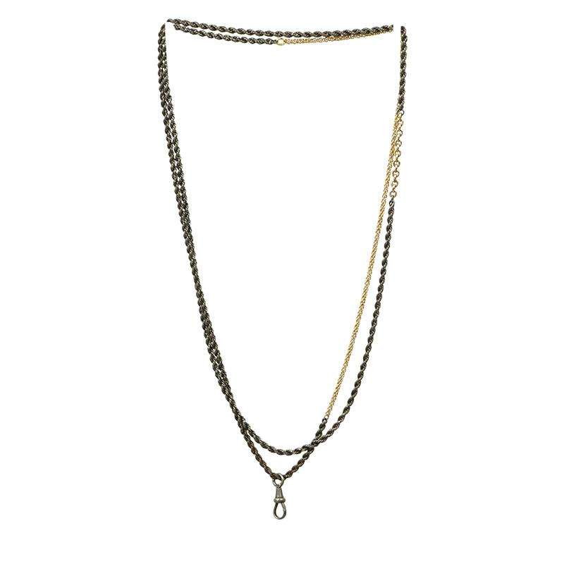 Blackened Silver and Gold Super Long Vintage Chain