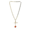 Vintage Watch Chain Necklace with Fob in Gold and Silver