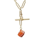 Vintage Watch Chain Necklace with Fob in Gold and Silver