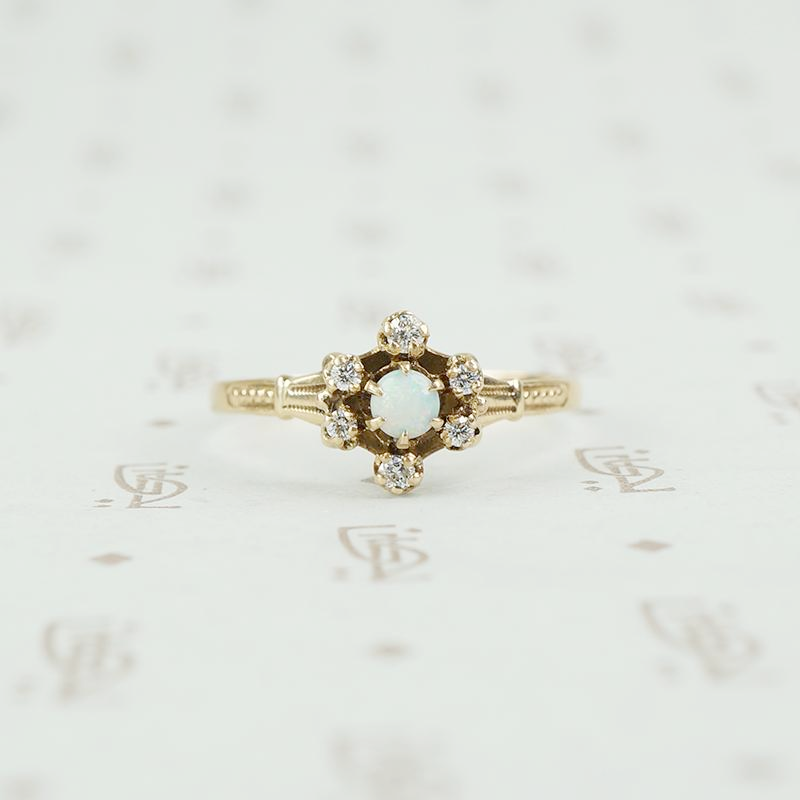 small victorian opal and diamond ring