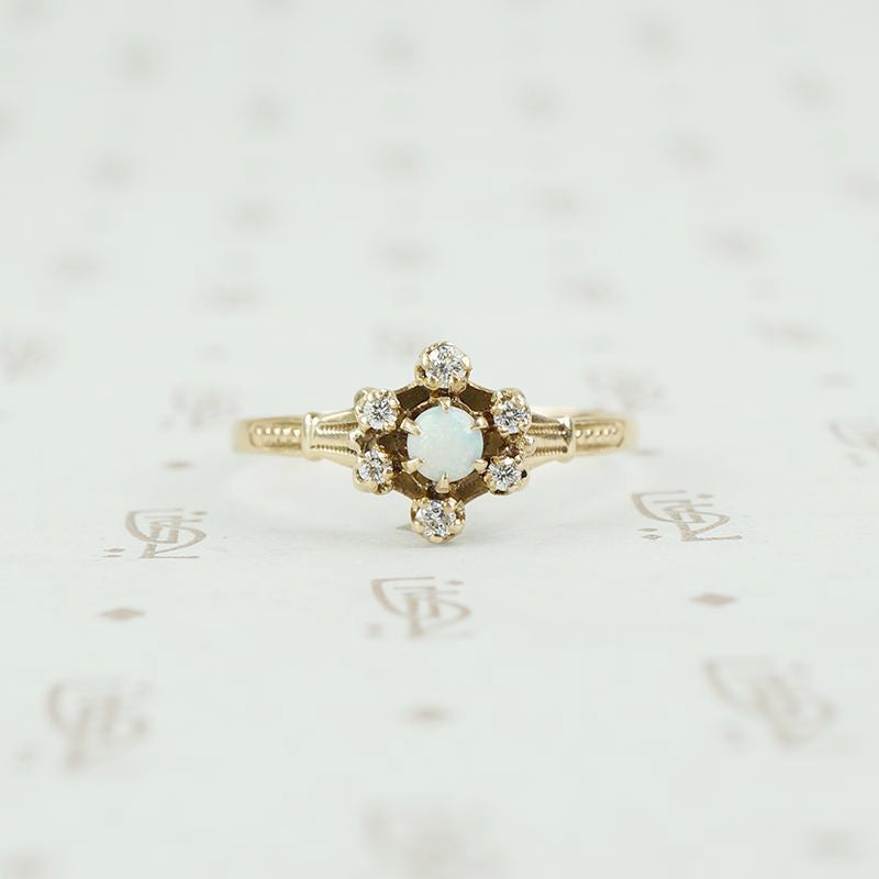 small victorian opal and diamond ring