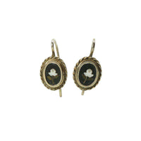 Petite Vintage Pietra Dura Earrings in Silver