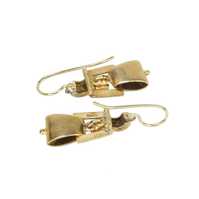 Victorian Revival Gold and Black Enamel Earrings - Gem Set Love