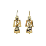 Victorian Revival Gold and Black Enamel Earrings - Gem Set Love