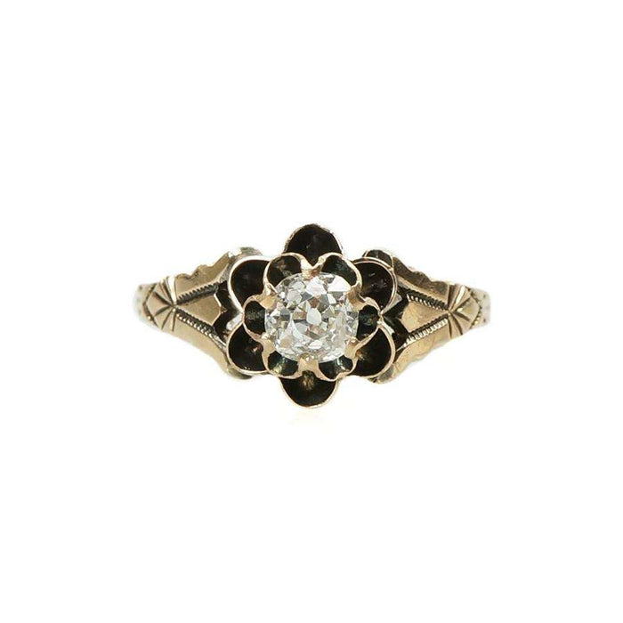 Fancy Victorian Rose Gold Ring with Old Mine Diamond