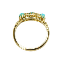 Turquoise and Old Mine Diamonds Hallmarked English Ring - Gem Set Love