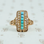 Victorian gold turquoise and pearl ring