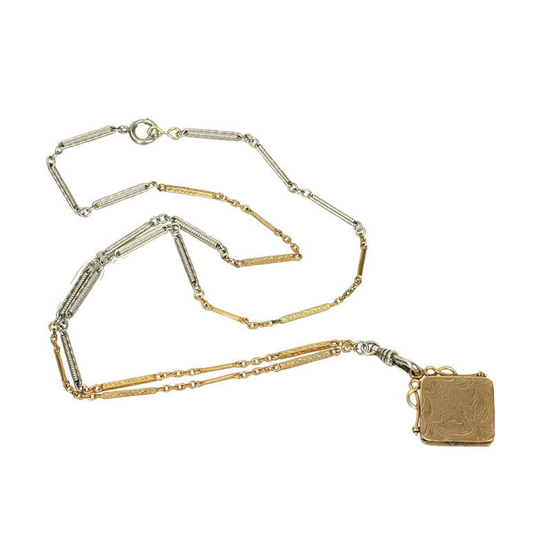 2 tone chain with locket watch hook