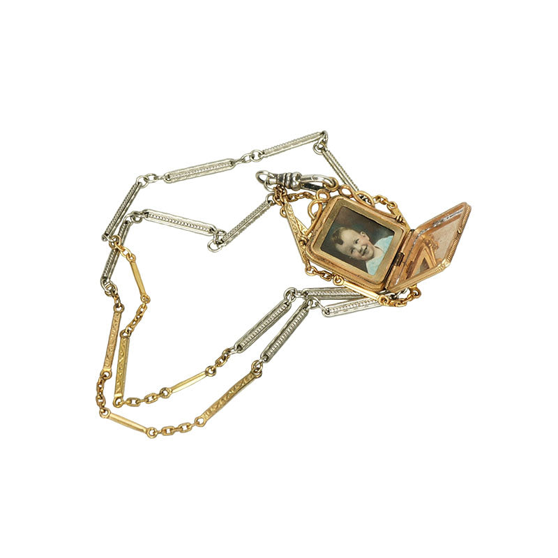 detail of inside rose gold locket vintage