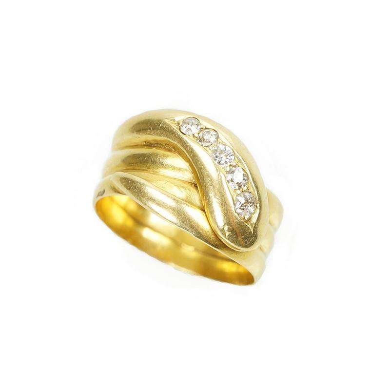 Diamond set Antique Snake Ring