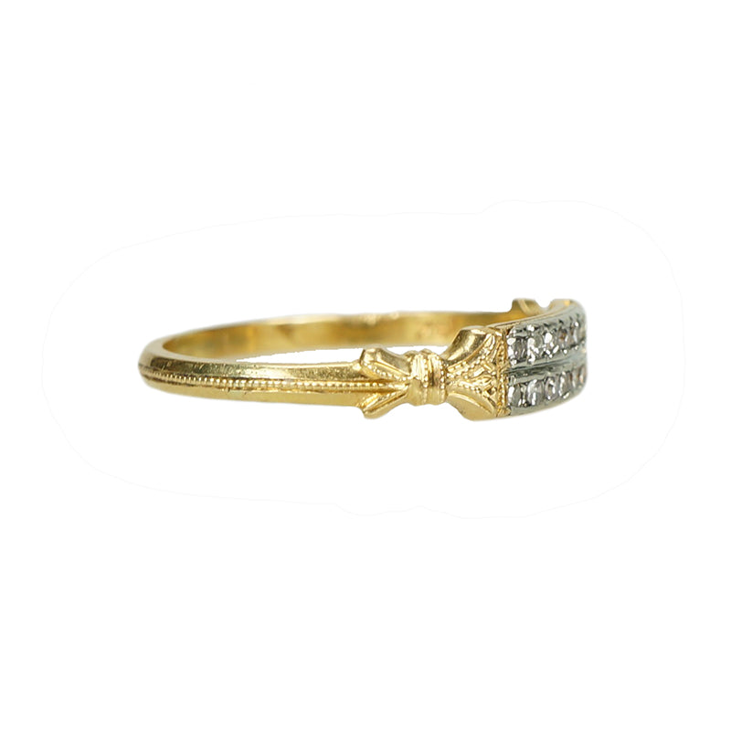 Double Row of Diamonds Vintage Band - Gem Set Love
