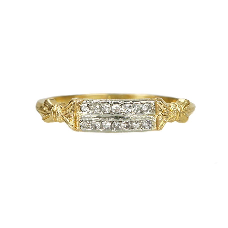 Double Row of Diamonds Vintage Band - Gem Set Love