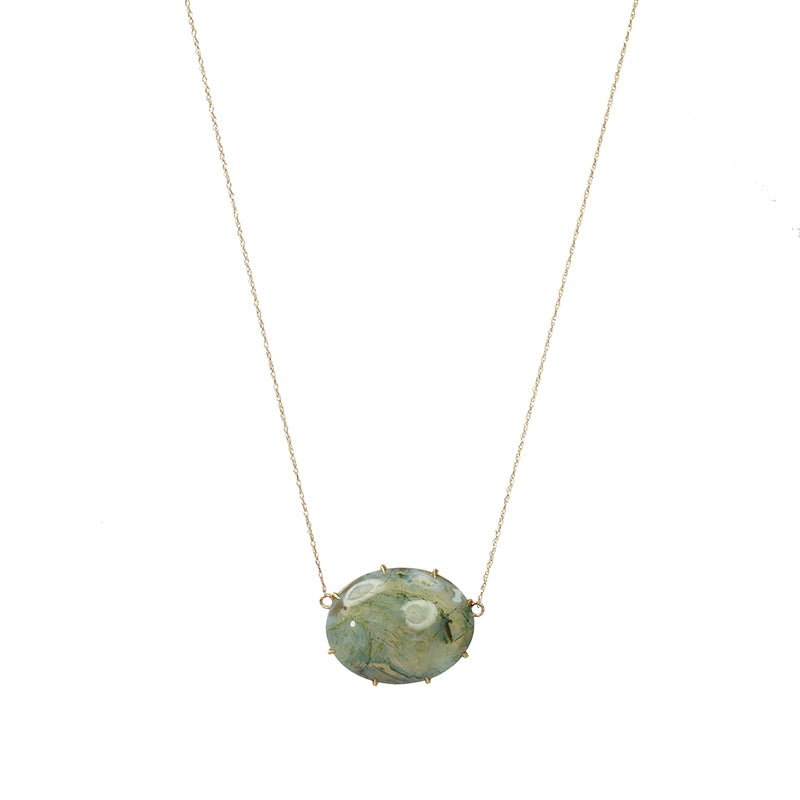 vintage blue green agate in 14k rose gold necklace