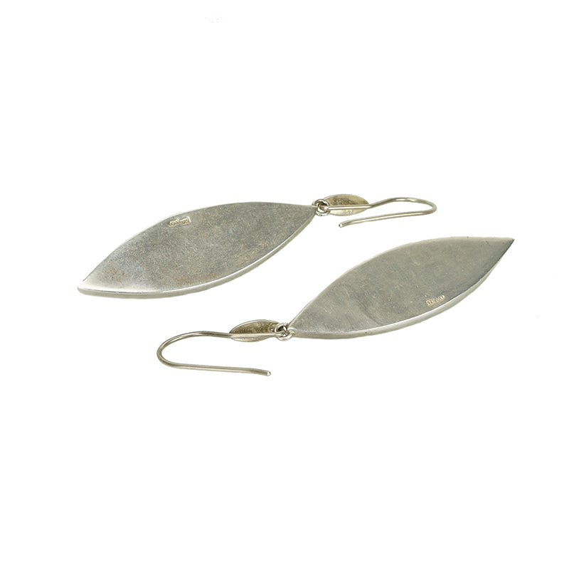 back detail of sterling and amber long earrings
