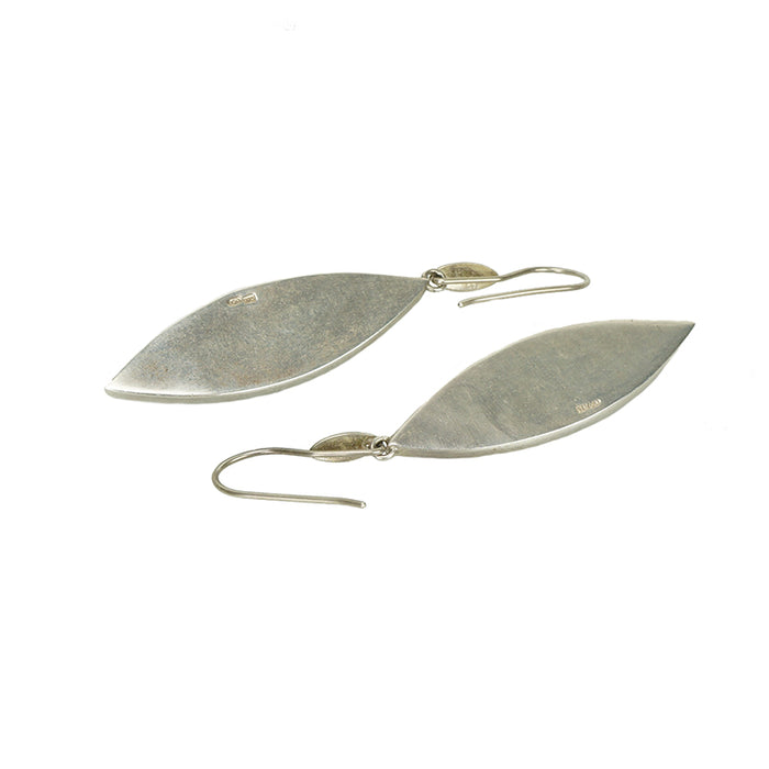 back detail of sterling and amber long earrings