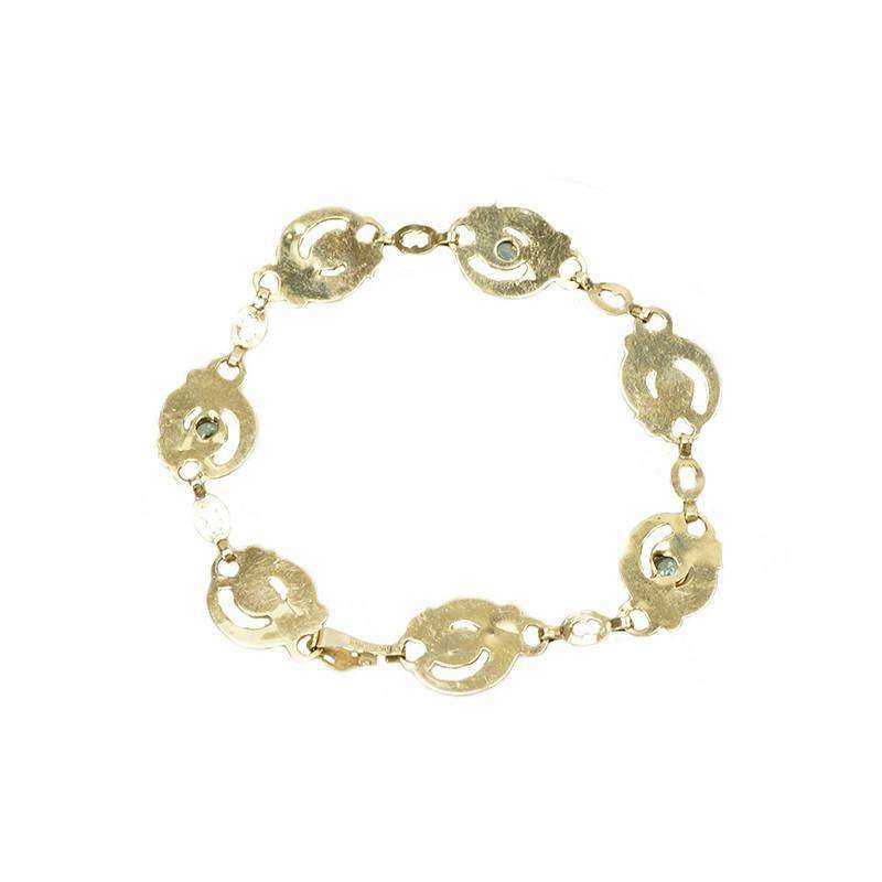 Vintage 1940s Natural Blue Zircon Gold Bracelet