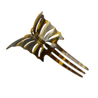 Detail of 1920's celluloid hair pin butterfly motif
