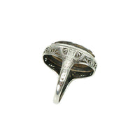 Vintage Carved Bat Ring in Sterling Silver Filigree