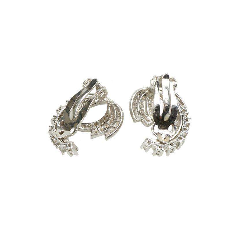 Pretty 1950s White Gold and Diamond Earrings