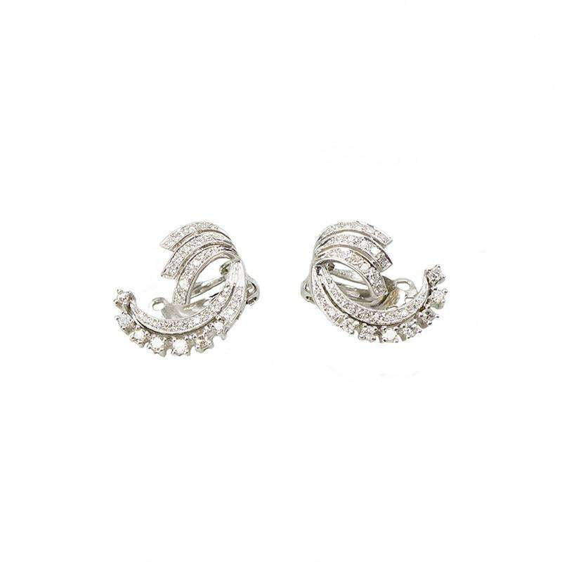 Pretty 1950s White Gold and Diamond Earrings