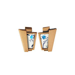Abstract Copper and Enamel Earrings Signed