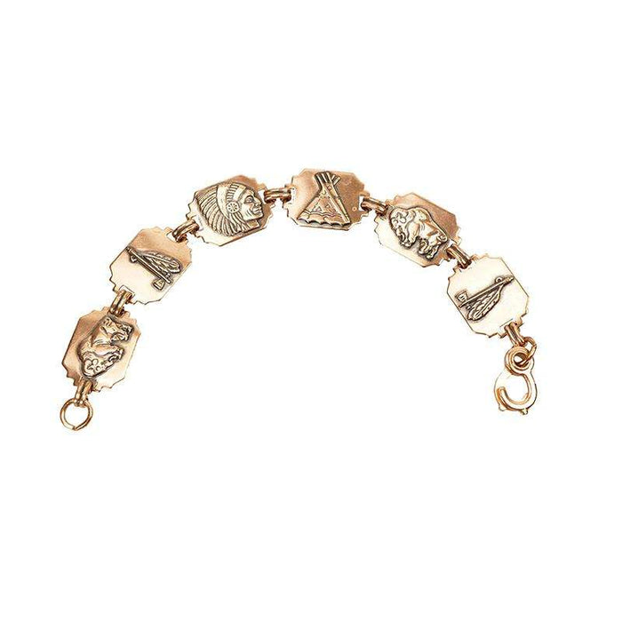 Copper Link Bracelet with Indian Motif