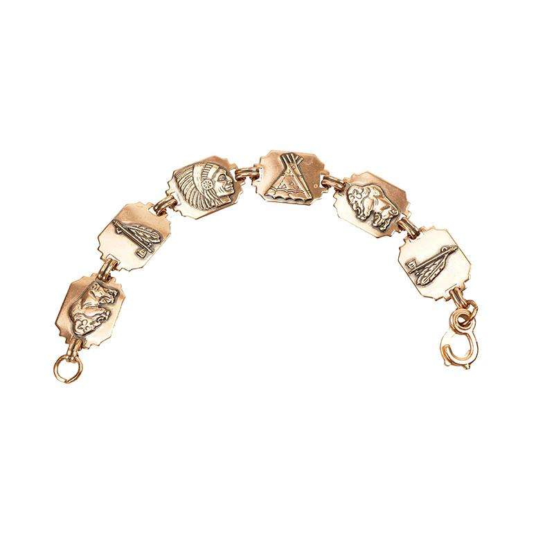 Copper Link Bracelet with Indian Motif