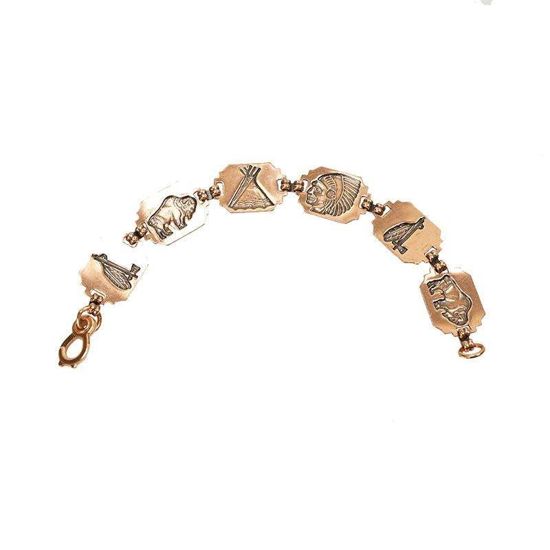Copper Link Bracelet with Indian Motif