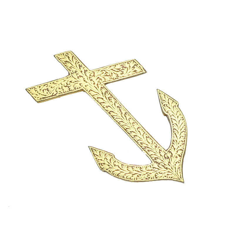 Rare Antique Damascene Brooch Anchor and Cross