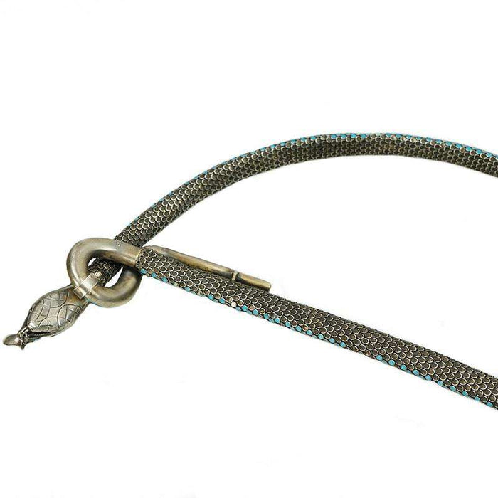Vintage Silver Enamel Snake Necklace